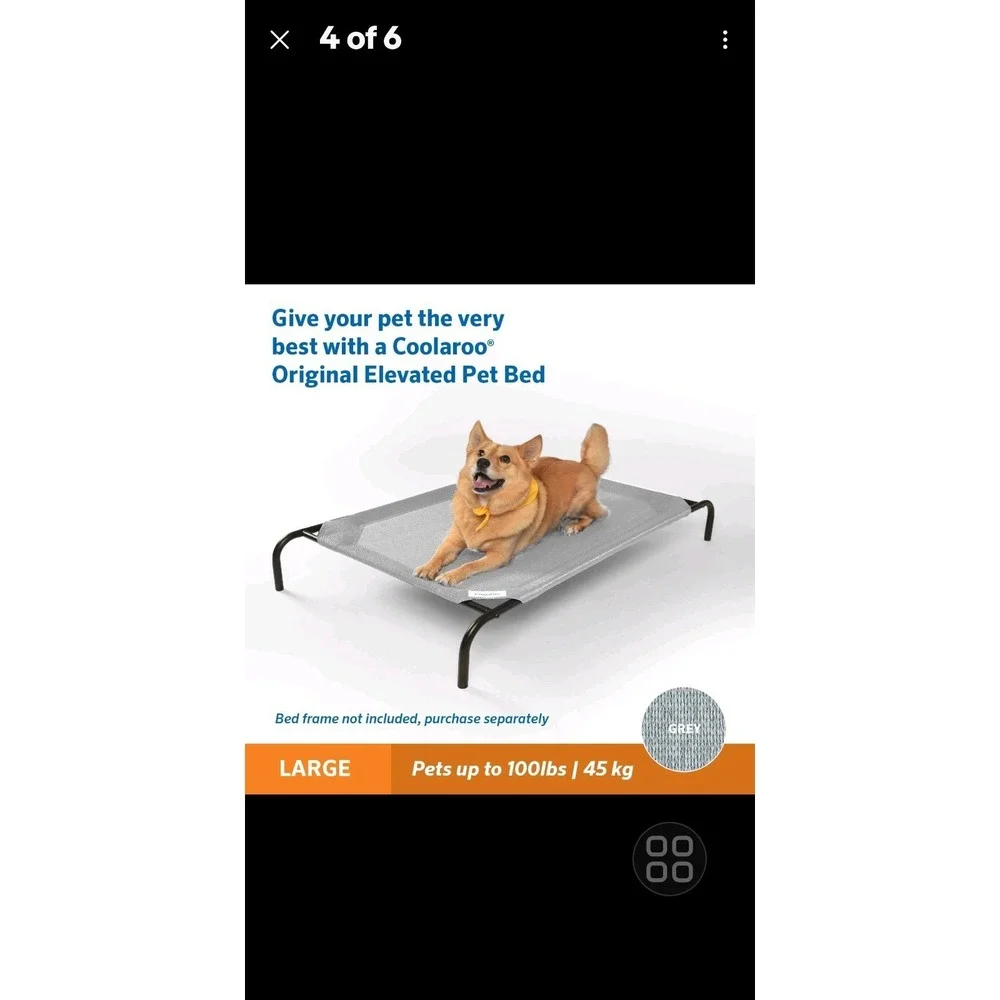 Coolaroo Large Grey Pet Bed‎ Replacement Cover Elevated Breathable Nylon Fabric
